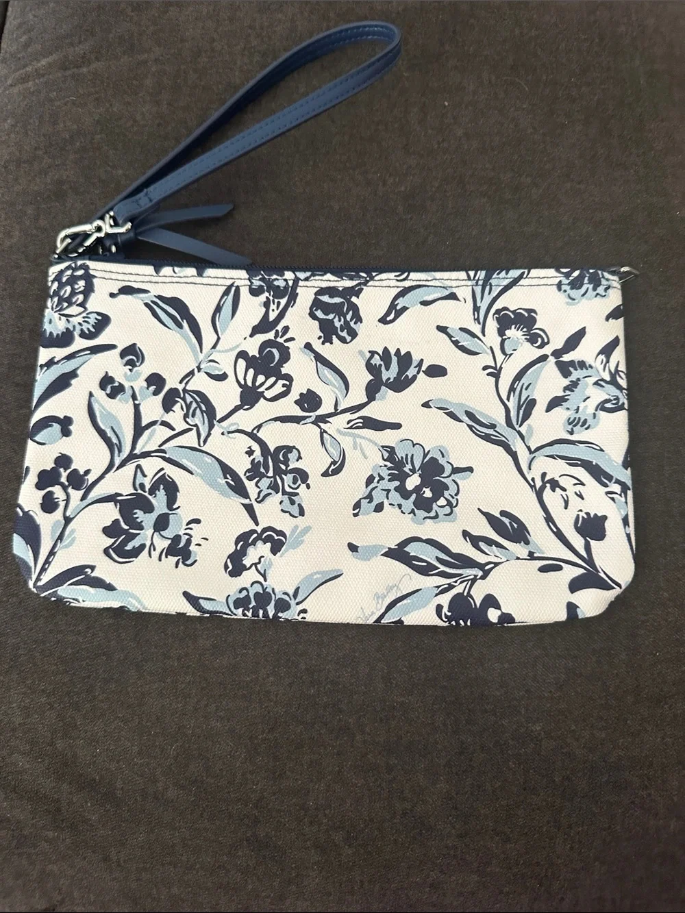 Vera Bradley Navy & Light Blue Floral Wristlet